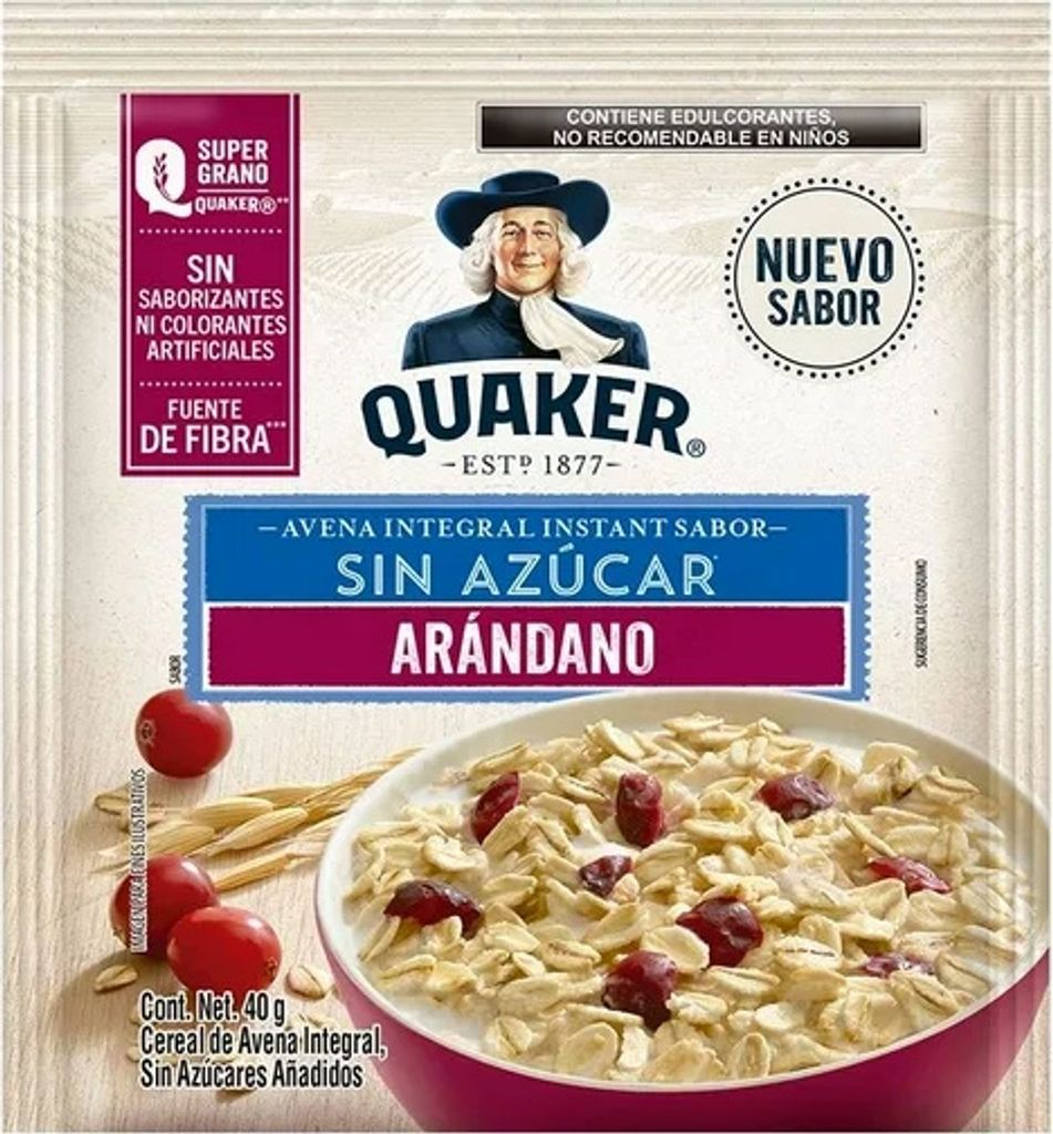 Quaker Avena Integral Instant Sugar-Free Sweetened Sugar-Free Biscuits 40g