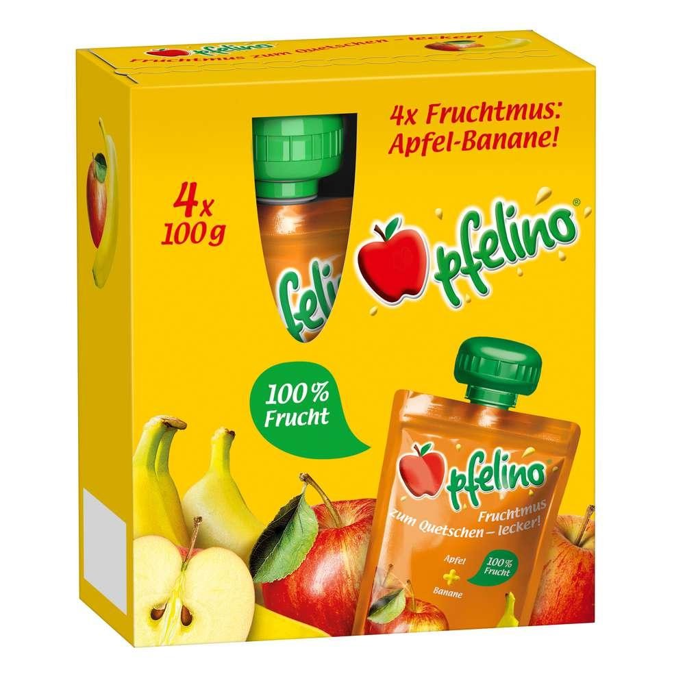 Squeezable fruit puree, apple-banana