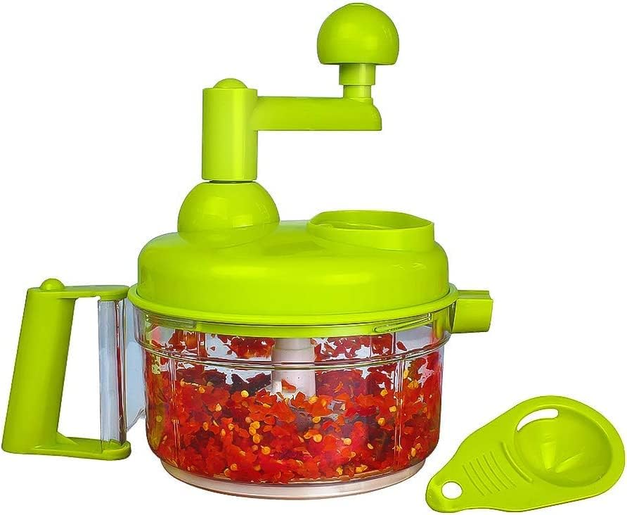 Universal Chopper with Hand Crank for Vegetables, 800 ml, Fruit, Salad, Mixer Cutter, Meat Mill, Food Processor, Egg Separator, Green