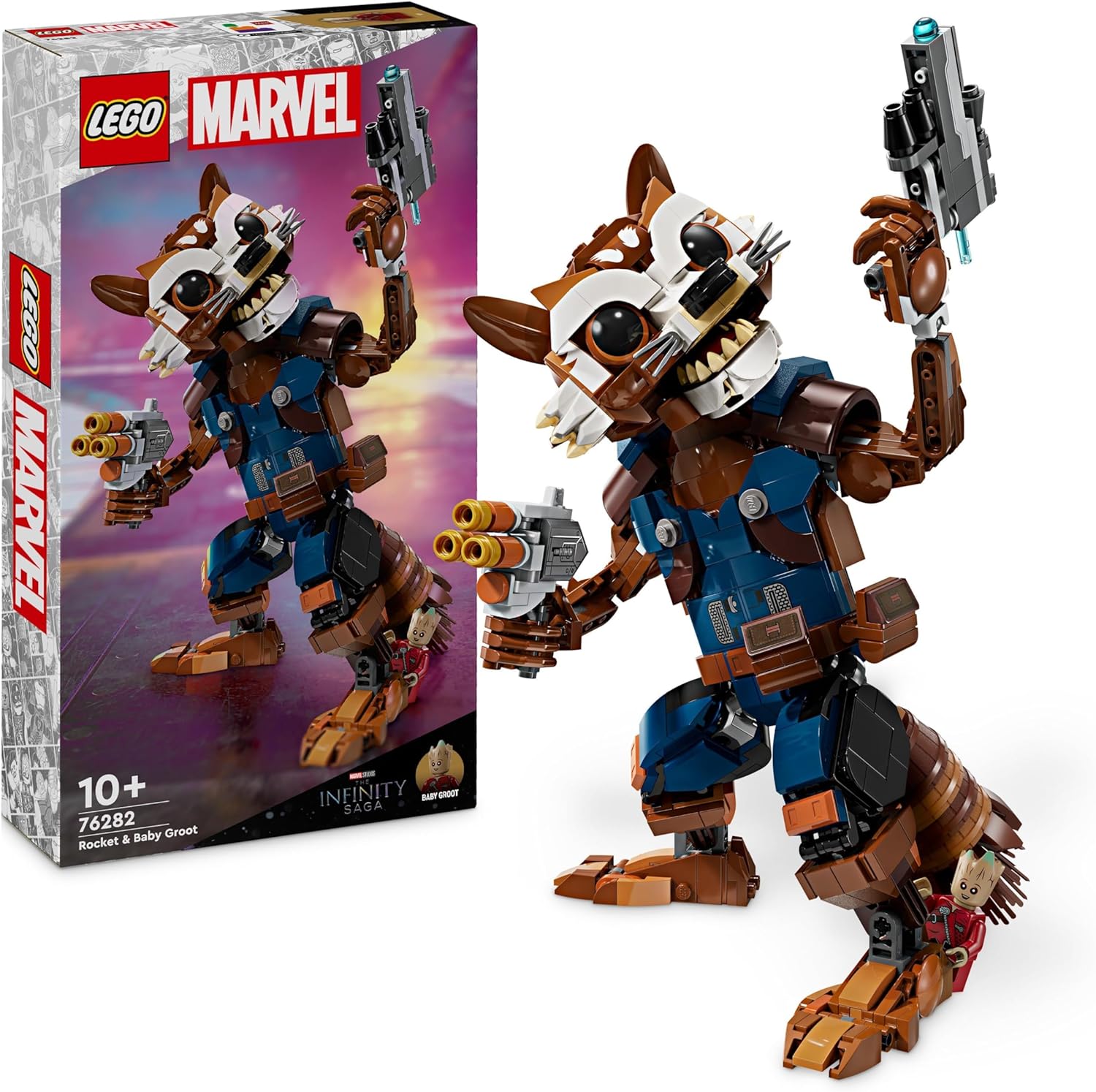 LEGO Marvel Rocket & Baby Groot, Buildable Superhero Toy for Kids from Marvel Studios\' Guardians of The Galaxy, Figure for Role Play, Gift for Boys and Girls from 10 Years, 76282