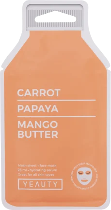 Yeauty Sheet mask carrot-papaya-mango butter, 1 pc