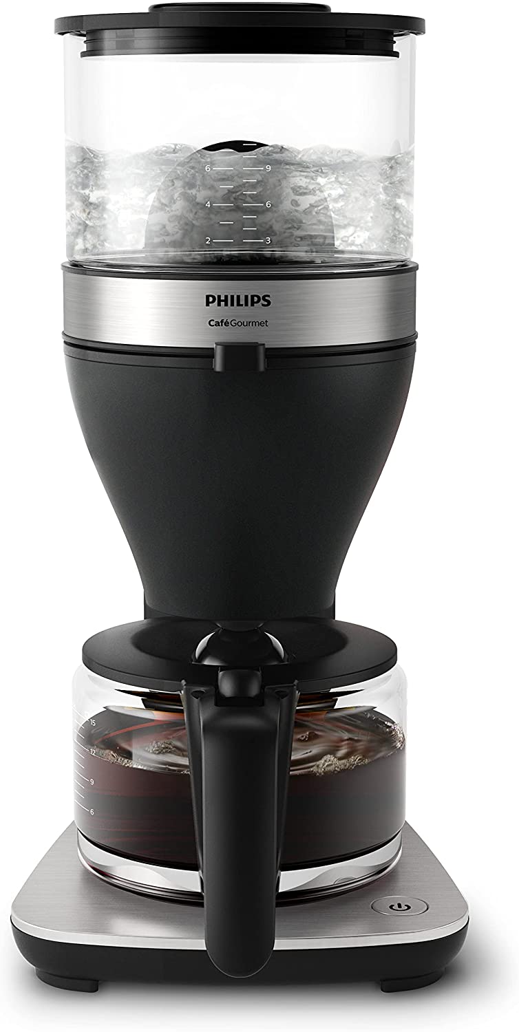 Philips Domestic Appliances DE Philips Filter Coffee Maker - 1.25 Litre Capacity, up to 15 Cups, Boil & Brew, Black/Silver (HD5416/60)