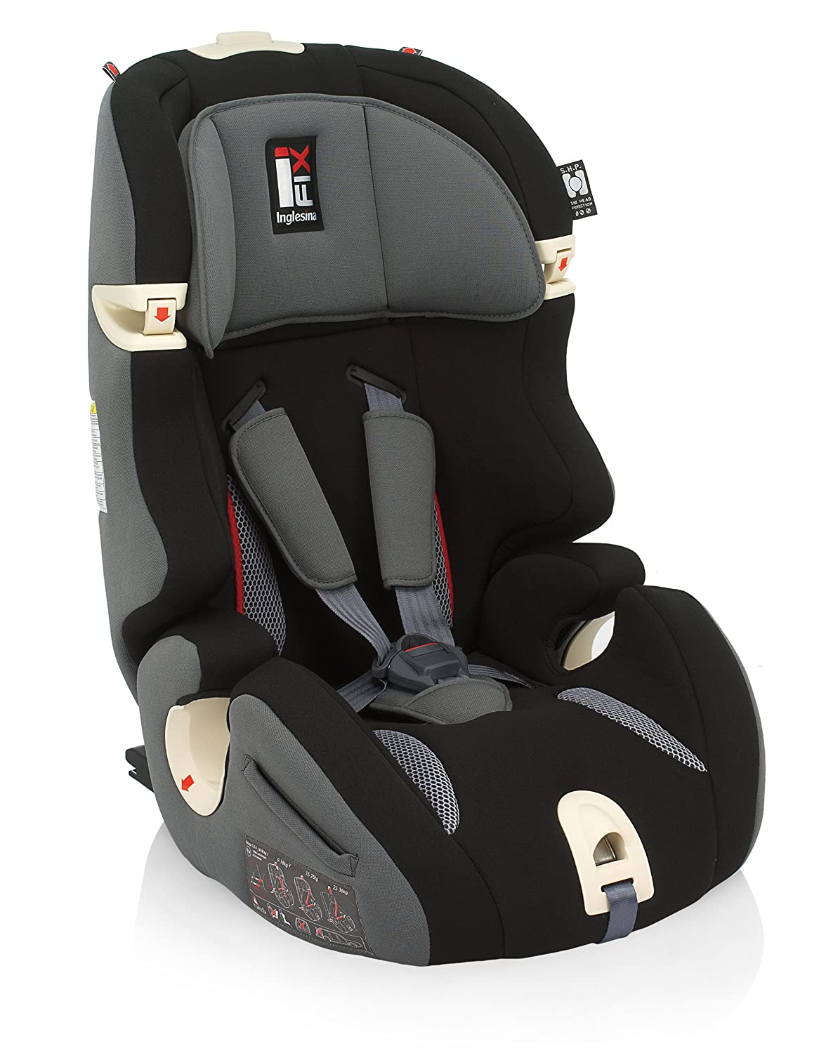 Unbekannt Inglesina Car Seat Prime Miglia AV97E Black Shoulder 2-3 with ISI Fix Attachment 9 – 36 kg
