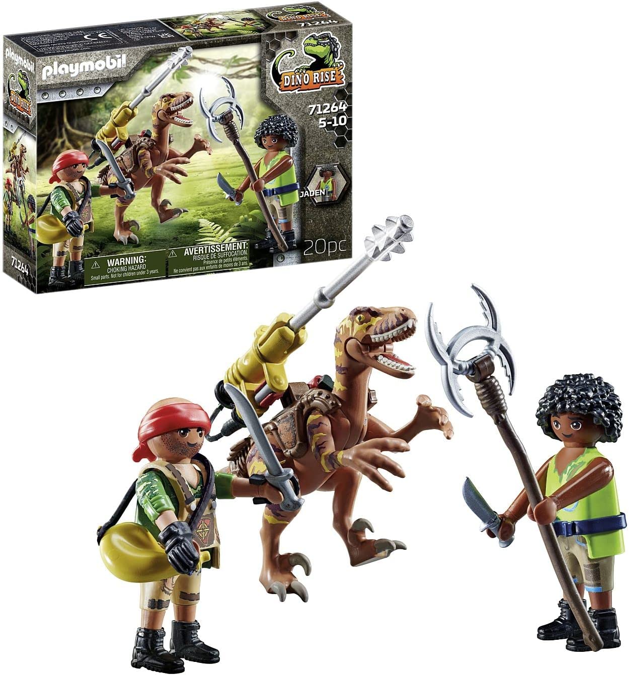 PLAYMOBIL Dino Rise 71264 Deinonychus, Dinosaurier mit Abnehmbarer, schwenkbarer Kanone, Spielzeug für Kinder ab 5 Jahren
