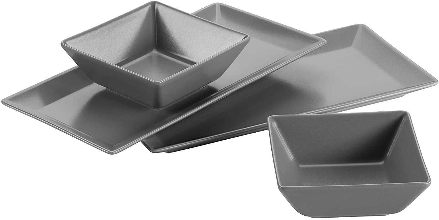 Mäser Rectangular Plates and Bowls, Set of 2 Plates and 2 Bowls