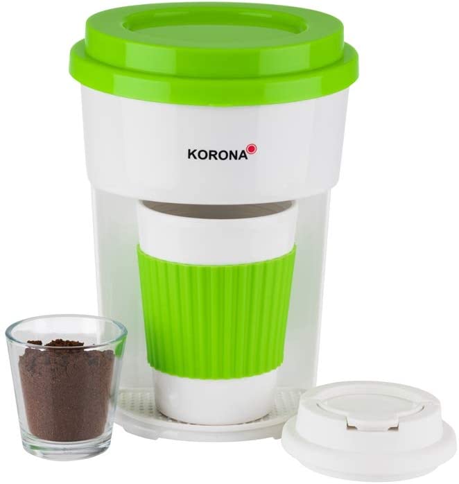 Korona 12203 Coffee Machine in Green/White | Filter Coffee Machine with Cup to Go | 350 ml