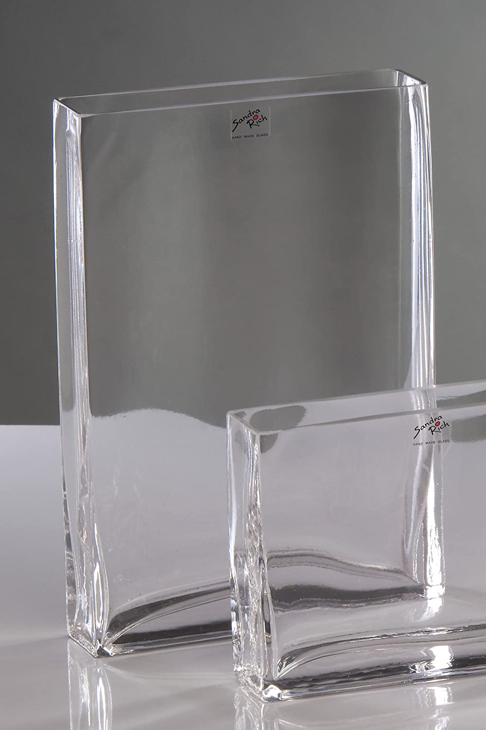 Sandra Rich Rectangular Clear Square Glass Vase 22 cm Diameter 20.0 x 5.0 cm