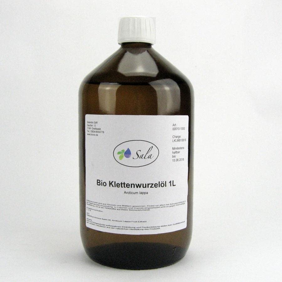 Sala Burdock Root Oil Active Ingredient Oil Organic 1000 ml (1 Litre Glass Bottle)