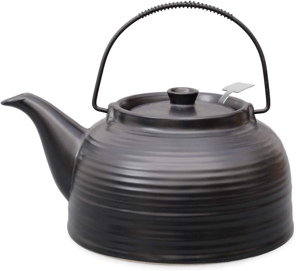 Nelly Teapot 1.5 L Black with Steel Strainer (Pot and Lid Black)