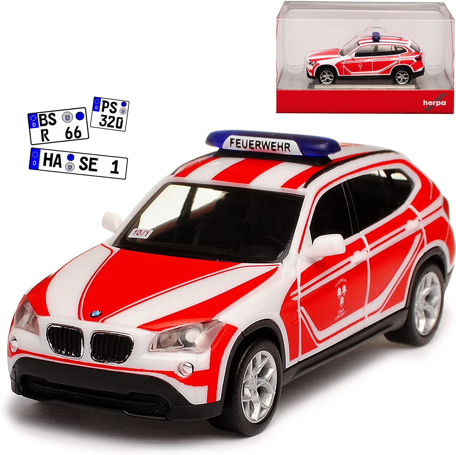 HERPA B-M-W Kdow Bayern Landshut B-M-W X1 E84 Suv Fire Brigade Command Trolley Red 1St 