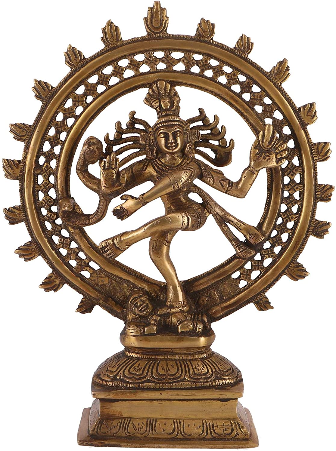 GURU SHOP Brass Statue Shiva in Fire Wreath 29 cm - Motif 9, Gold, Sculptures & Statues