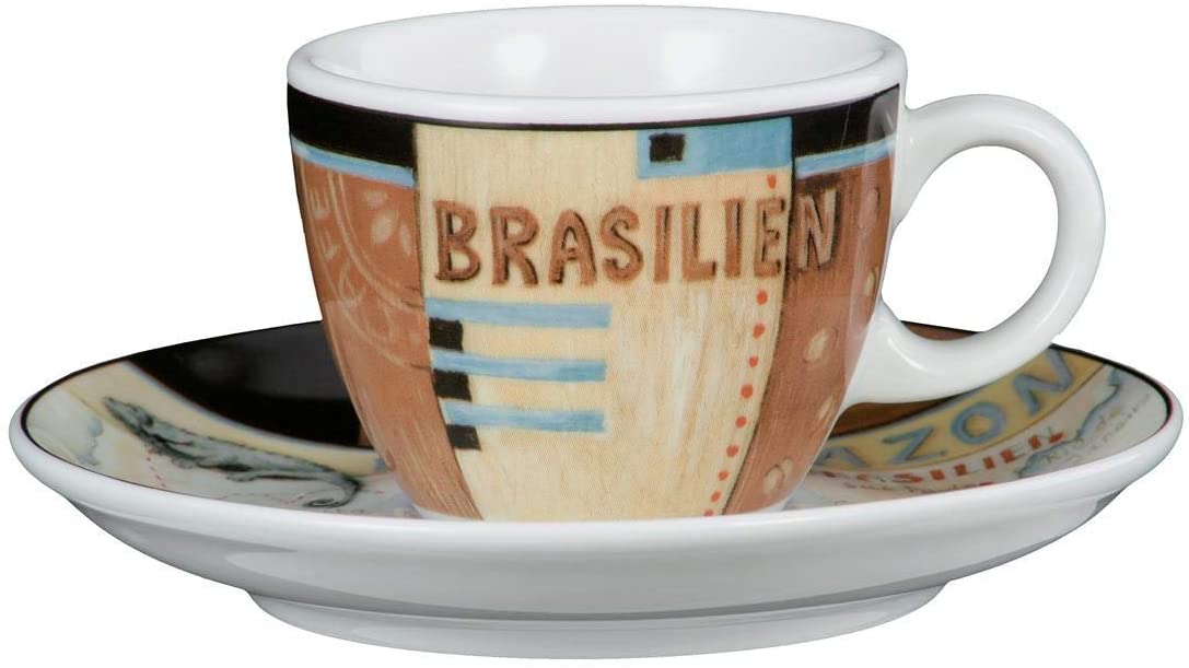 Seltmann Weiden 001.000167 VIP Brazil Espresso Cup 0.09 L with Saucer, Brown/Beige/Blue/Black