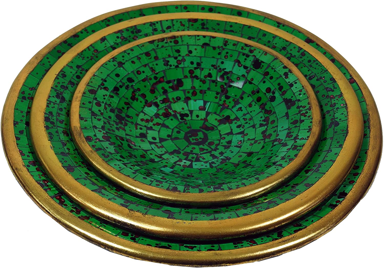Guru-Shop Round Mosaic Bowl / Coaster - Decorative Bowl - Handmade Ceramic & Glass Fruit Bowls, design 11