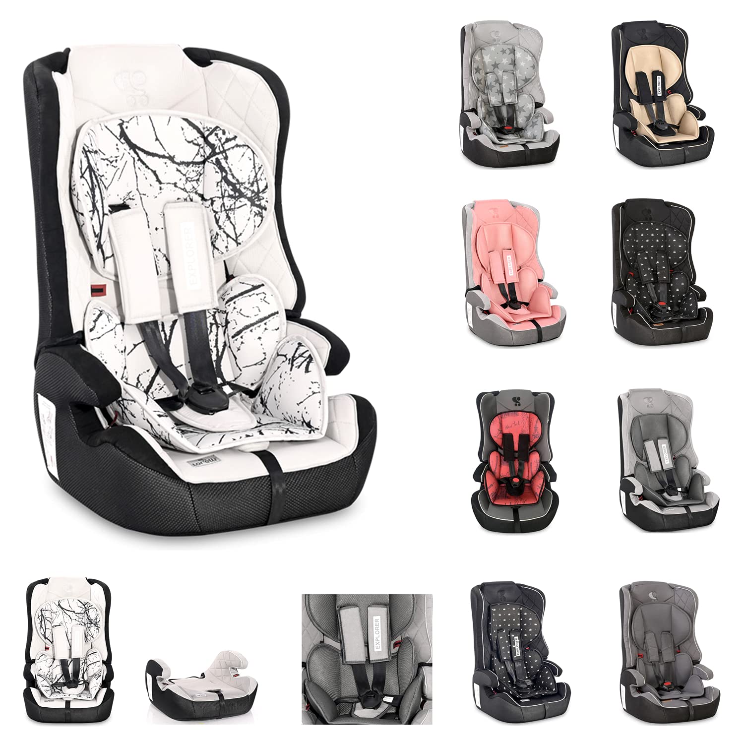 Lorelli Explorer Child Seat Group 1/2/3 (9-36 kg) High Removable Backrest Black / Grey