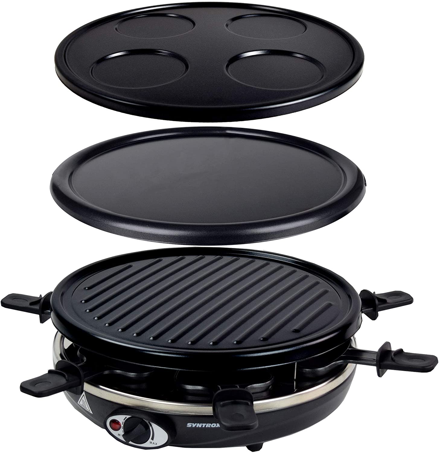 Syntrox Basel Raclette Crepe Maker 4-in-1 Grill Pancake Maker for 6 People Non-Stick