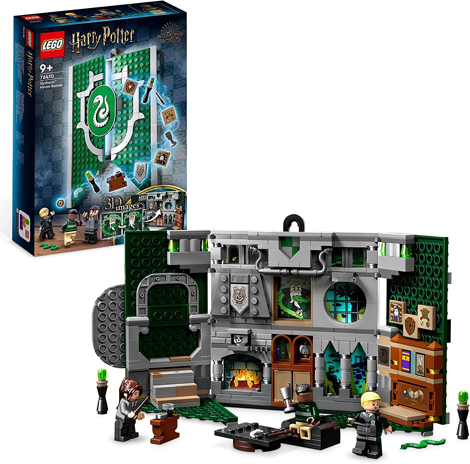 LEGO 76410 Harry Potter House Banner Slytherin Set, Hogwarts Coat of Arms, Castle Community Room Toy or Wall Display, Collectable Travel Toy with Draco Malfoy Mini Figure