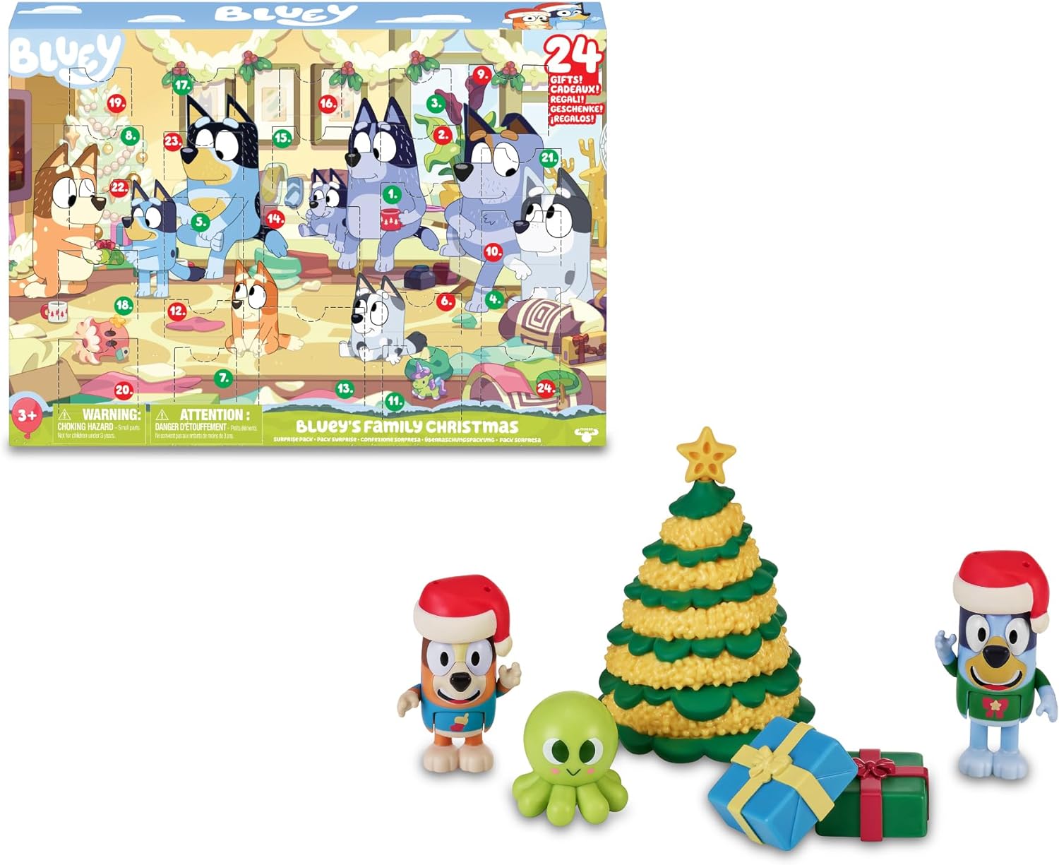 Bluey - Advent Calendar With 24 Pieces, including figures from the series and accessories, for boys and girls from 3 years, Famous (Bly54000)