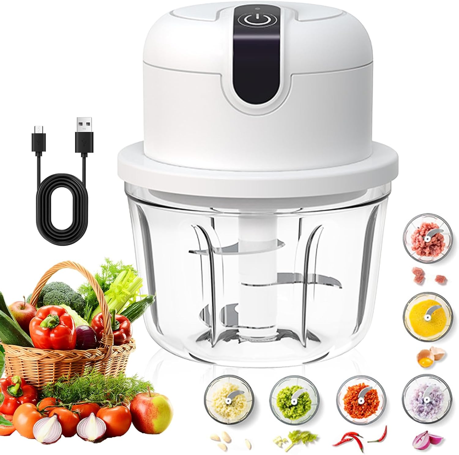 YdseozOA Electric Kitchen Chopper, Onion Chopper Electric 350ml, USB Charging, Wireless Onion Chopper, Suitable for Onions, Fruits, Nuts, Meat, Garlic