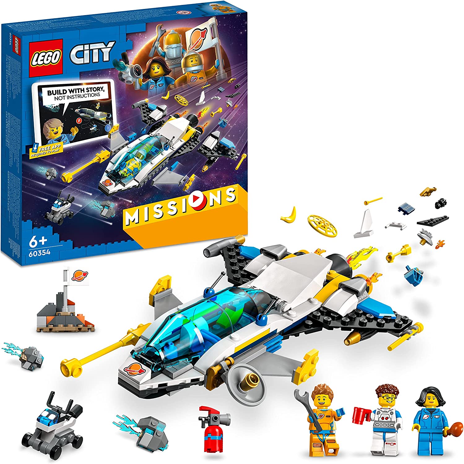 LEGO 60354 City Exploration Missions in Space, Interactive Digital Adventure Play Set with Spaceship and 3 Mini Figures, Toy from 6 Years