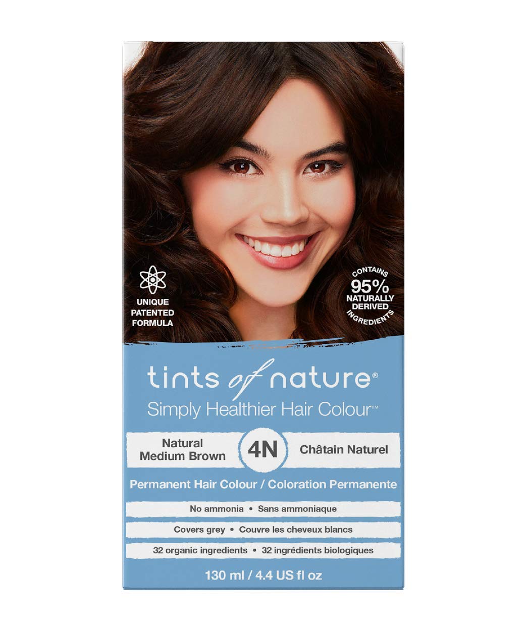 Tints of Nature Natural Medium Brown Permanent Hair Dye 4N Nourishes Hair & Covers Greys - Single Pack, ‎medium (4n)
