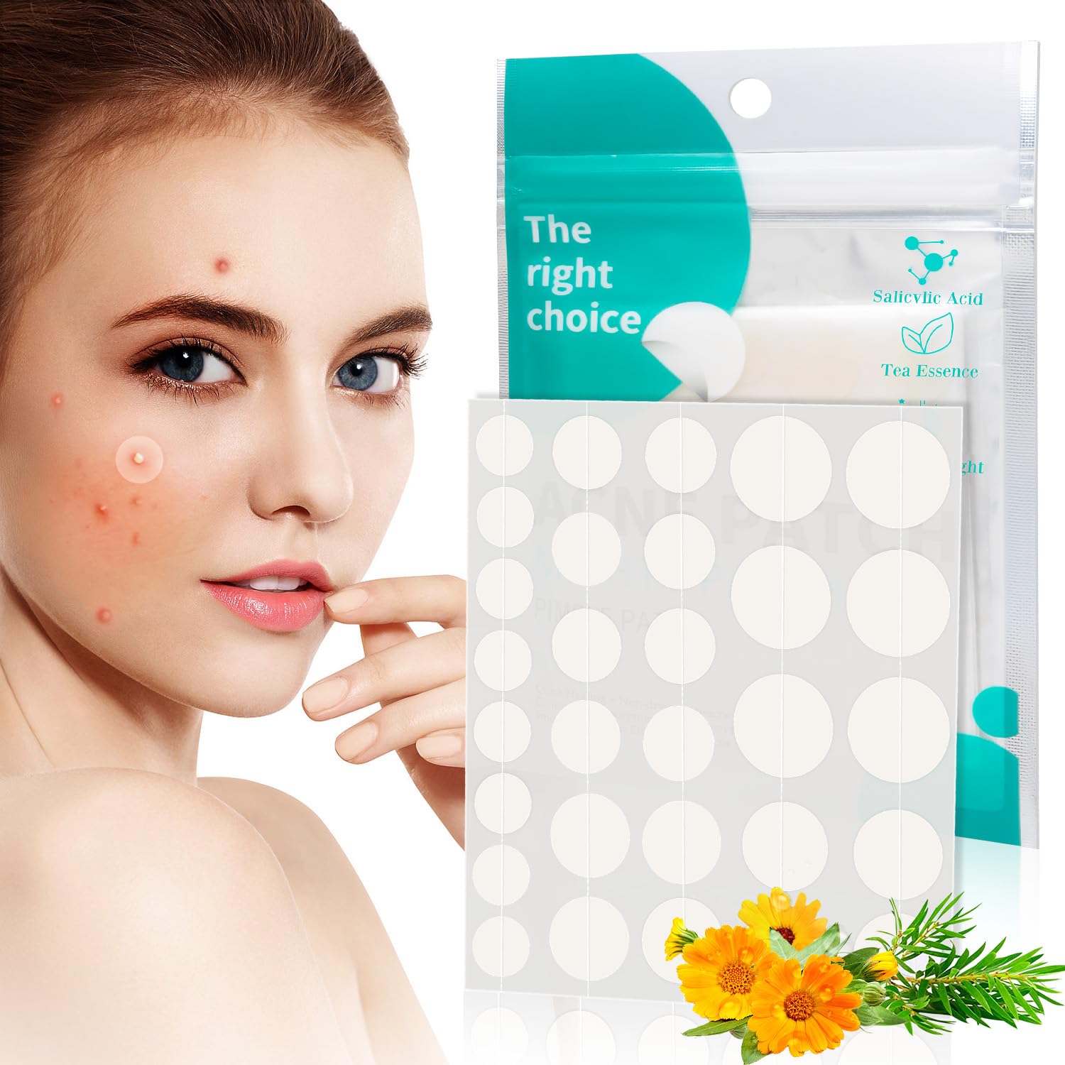 Pack of 36 Pimple Patches, Invisible Natural Hydrocolloid Acne Patches, Effectively Removes Pimples Day and Night 2-in-1 Acne Plasters, Waterproof, Breathable, Covers Acne and Blemishes