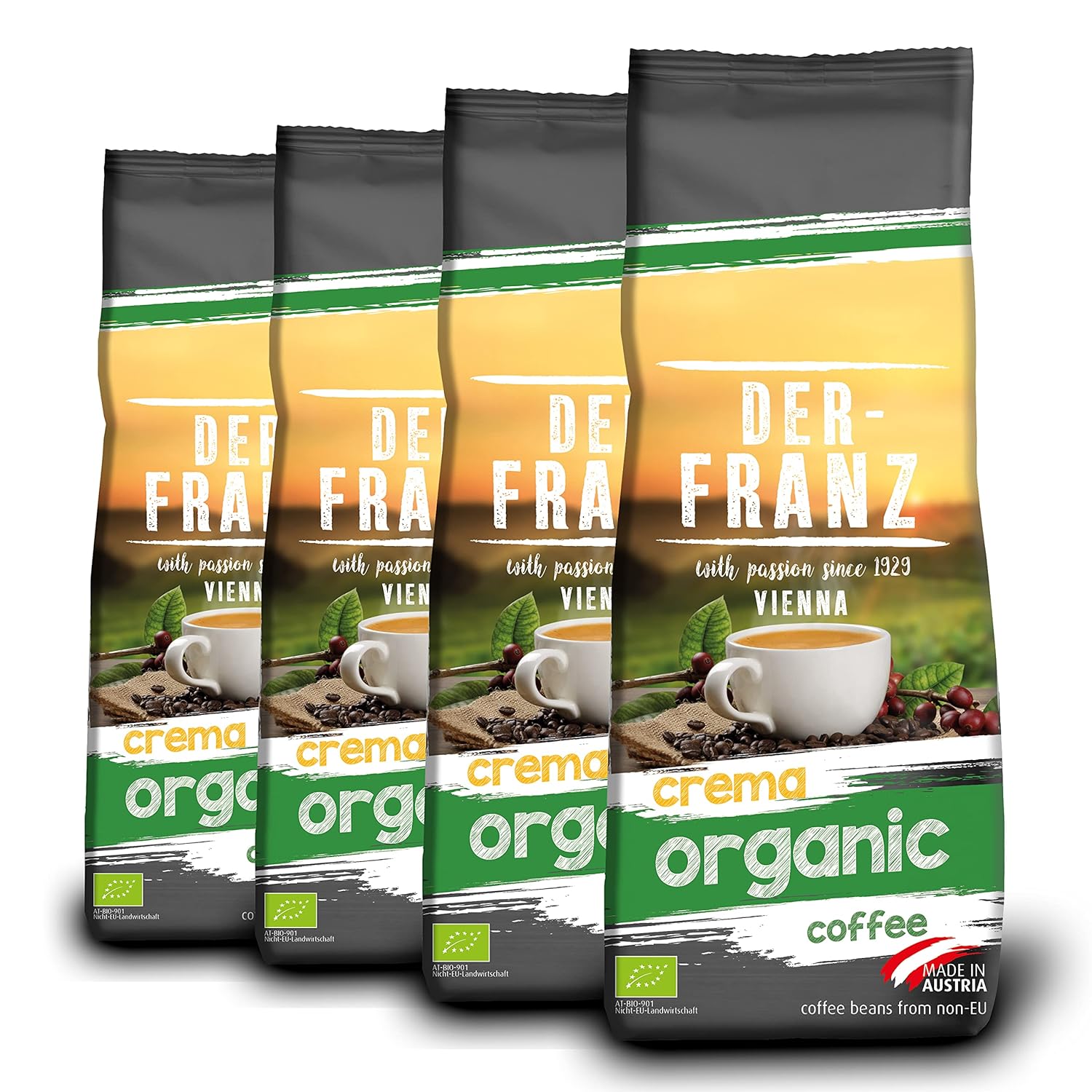 Der-Franz Crema Organic Ground Coffee 4 x 500 g
