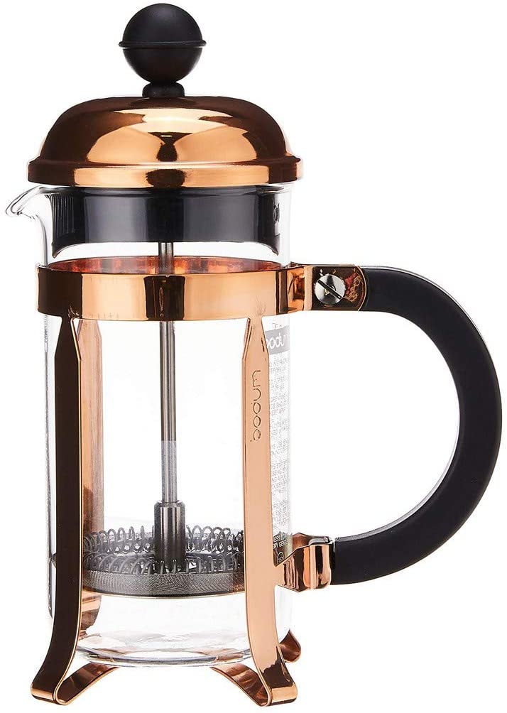 BODUM 0.35 Litre Borosilicate Glass Chambord French Press 3-Cup Coffee Maker, Copper