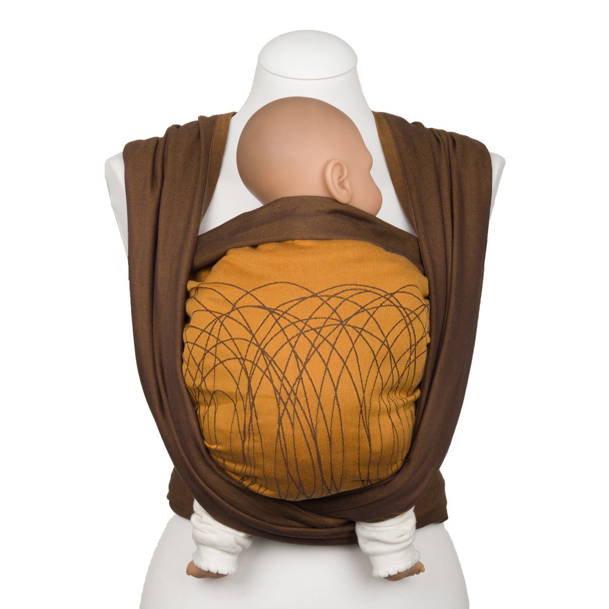 Hoppediz Baby Design Carrier Sling Newborn from Birth with Illustrated Binding Instructions Tested for Harmful Substances Organic Cotton New York Mocha Gold 4.60 m