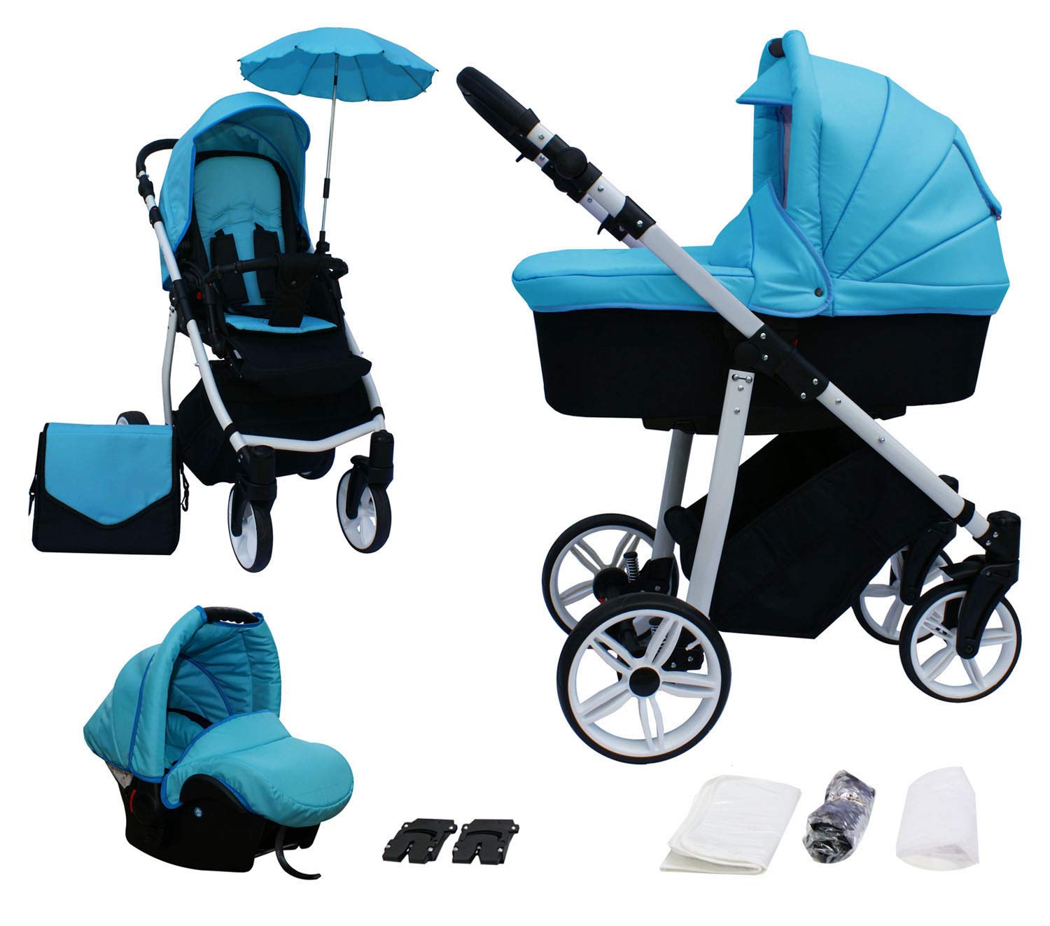 Skyline 3-in-1 Combination Pram with Aluminium Frame, Carrycot, Sports Buggy Attachment and Baby Car Seat (Isofix)