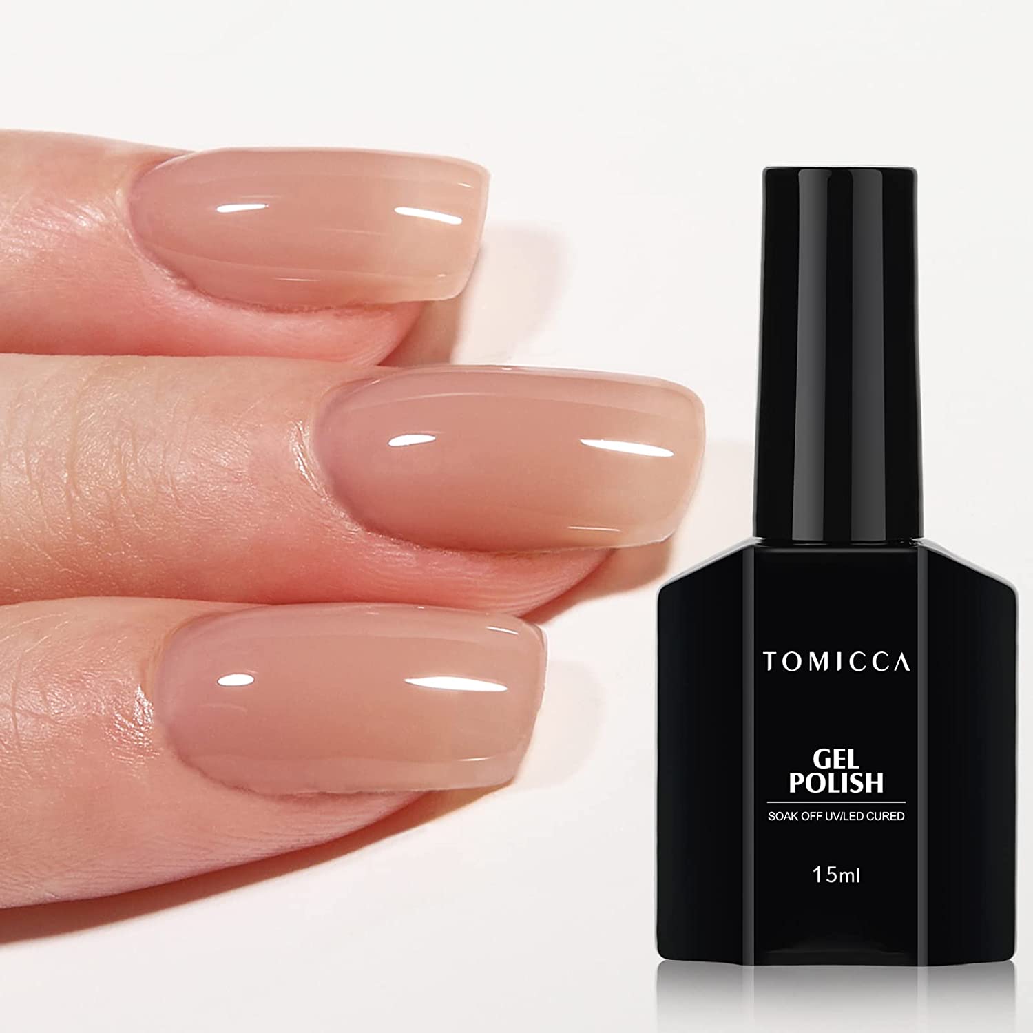 TOMICCA Gel Nail Polish Nude Clear 15 ml Soak Off UV LED UV Nail Polish Transparent Pink for Nail Art Gel Nail Design, ‎style_b