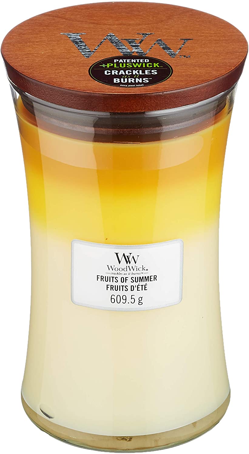 Woodwick Trilogy Large Hourglass Jar Candle With Crinkling Wick Fruits Of S