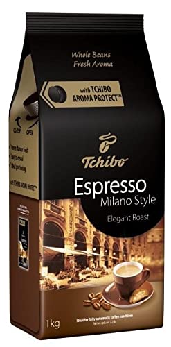 Tchibo Espresso Milano Style Bean Coffee 1 kg, 100% Arabica, Dark Roasted, Low Caffeine Content