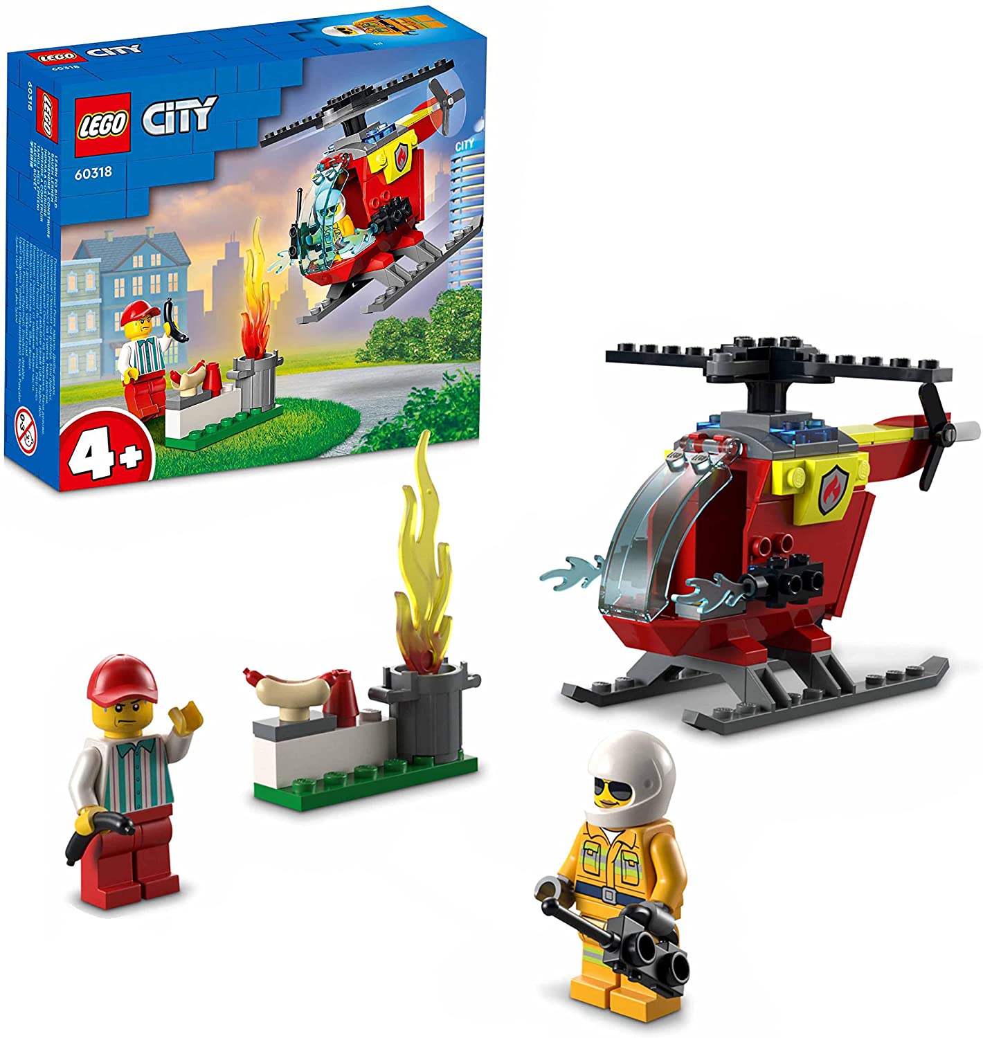 LEGO 60318 City Feuerwehrhubschrauber Feuerwehr-Spielzeug für Jungen und Mä