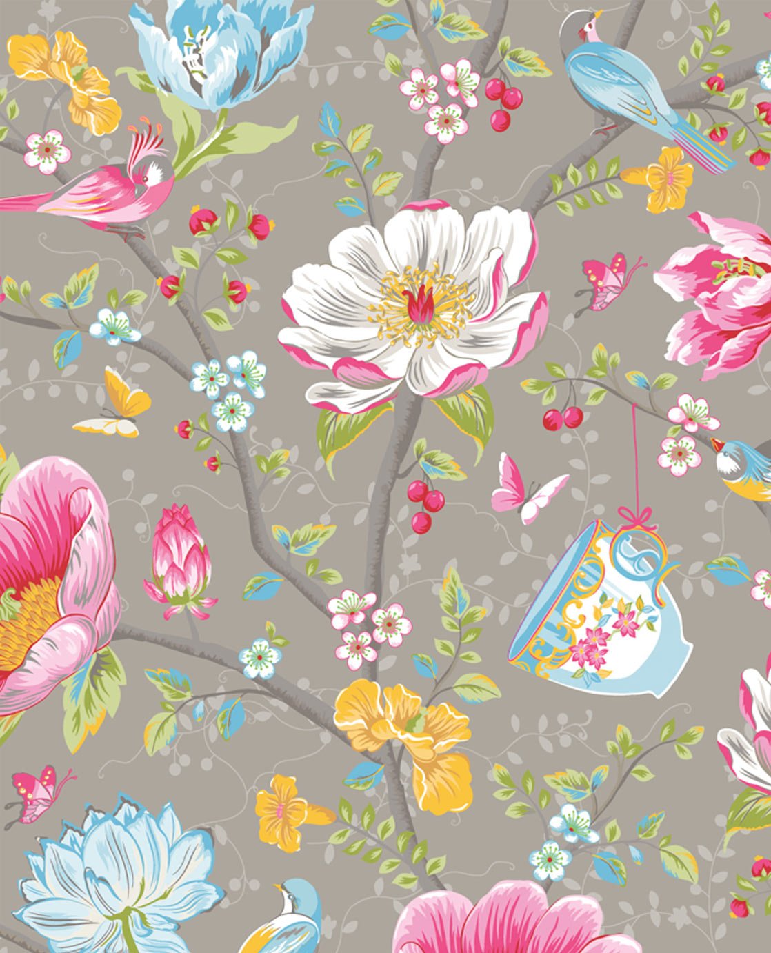 Pip Studio Wallpaper Chinese Garden Grey 341004