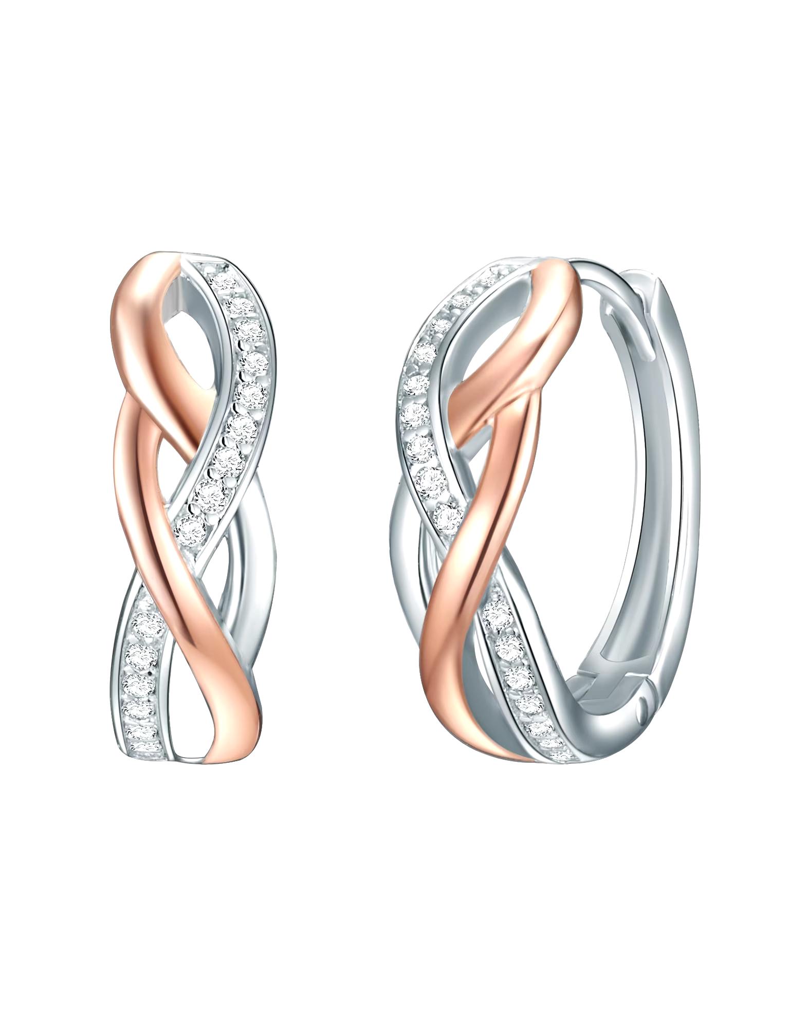 Rafaela Donata hoop earrings sterling silver zirconia in silver/rose gold