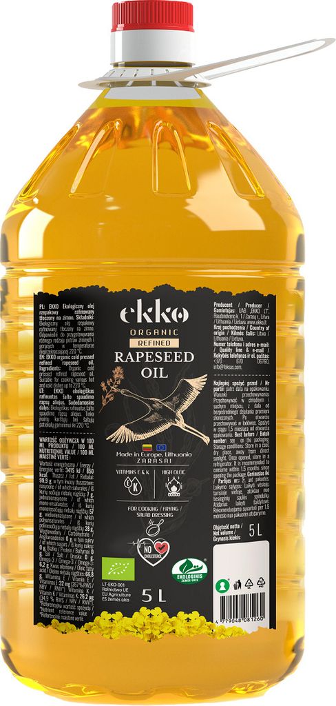 Refined cold-pressed rapeseed oil 5 L - Horeca (Ekko)