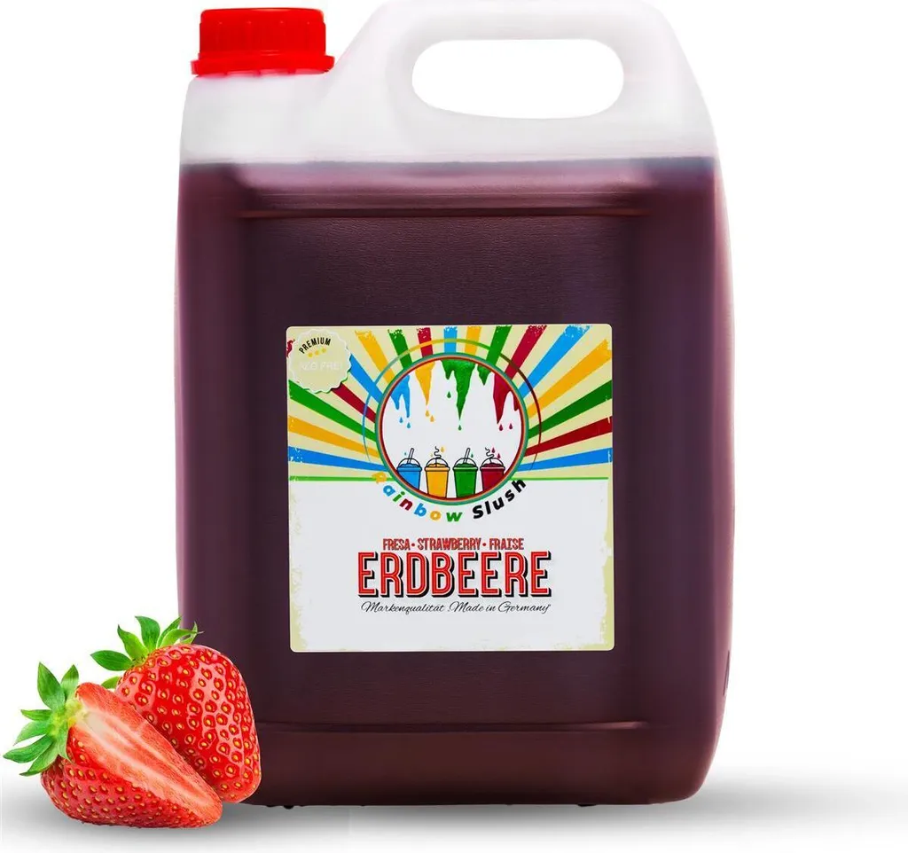 Rainbow Slush Sirup 5L AZO FREI | Erdbeere | Konzentrat für Slushy Maker Eis Slushmaschinen Eismaschinen Getränke 1:5