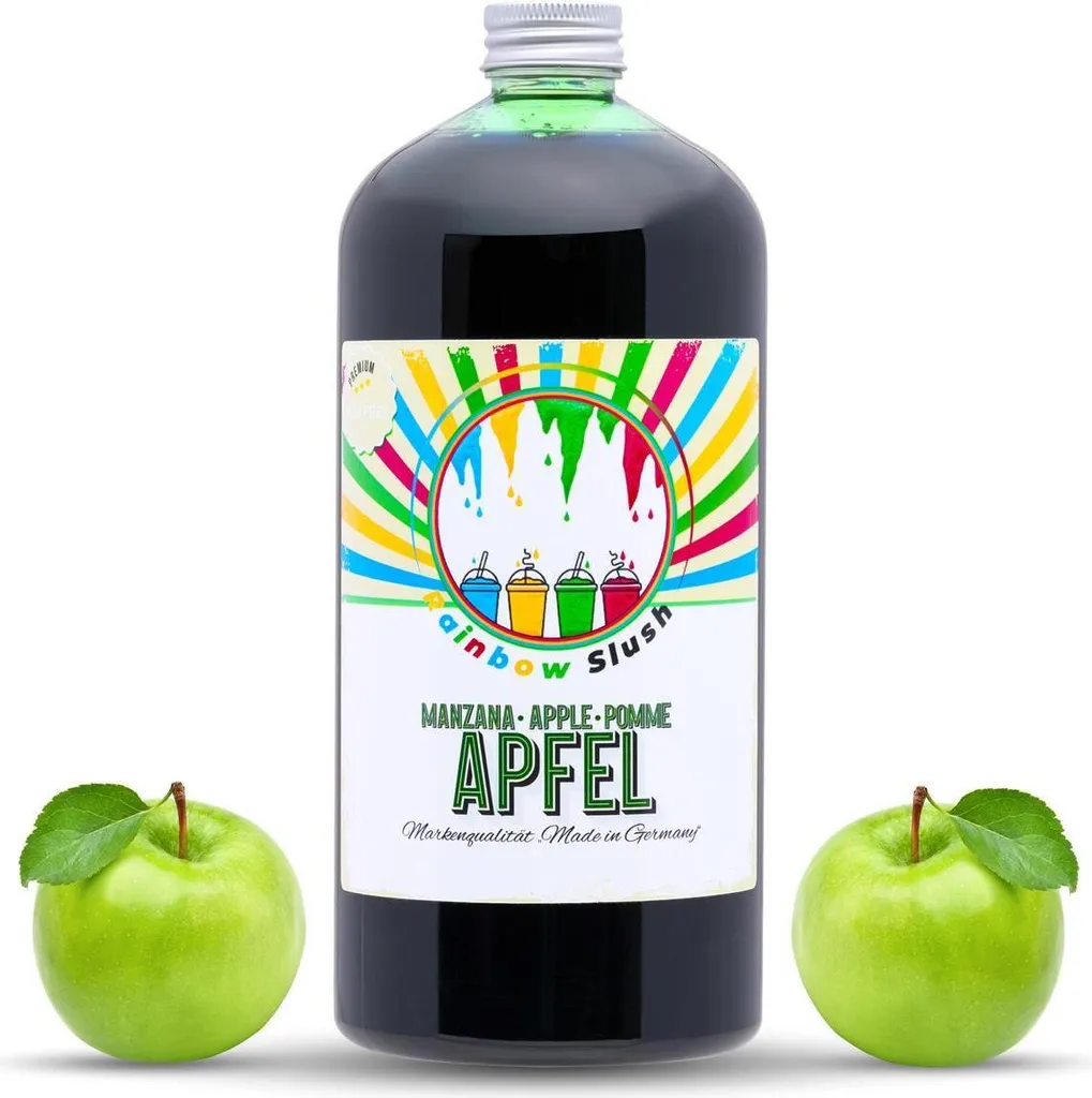 Rainbow Slush Sirup AZO FREI | Geschmack Apfel 1 Liter Flasche  | Konzentrat für Slushy Maker Eis Slushmaschinen Eismaschinen Getränke 1:5