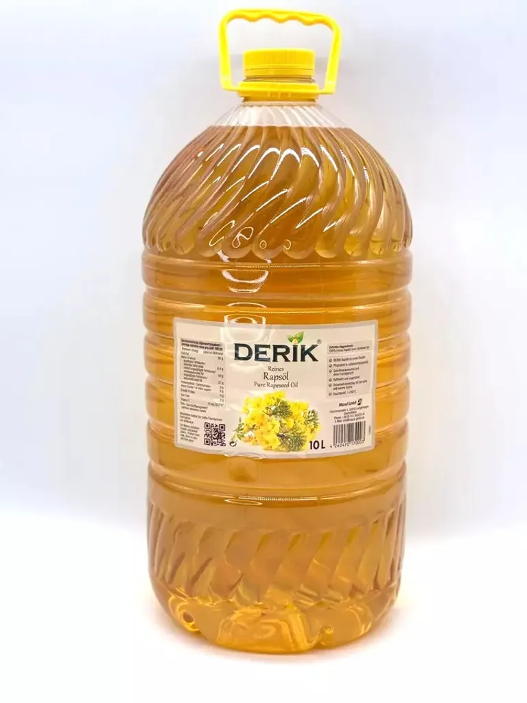 Rapeseed oil Derik 100% pure rapeseed oil in 10L PET bottle for cold & warm cooking Vegan