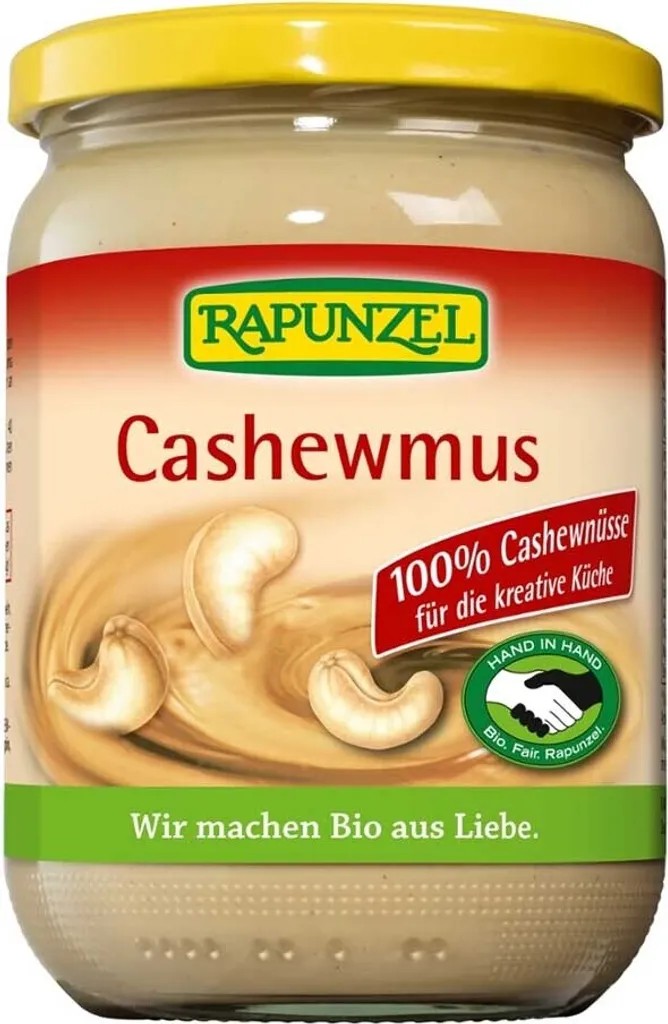 Rapunzel 140220, Gemischter Nussaufstrich, 500 g, Nüsse, Deutschland, CASHEWNÜSSE, Kühl und trocken lagern.