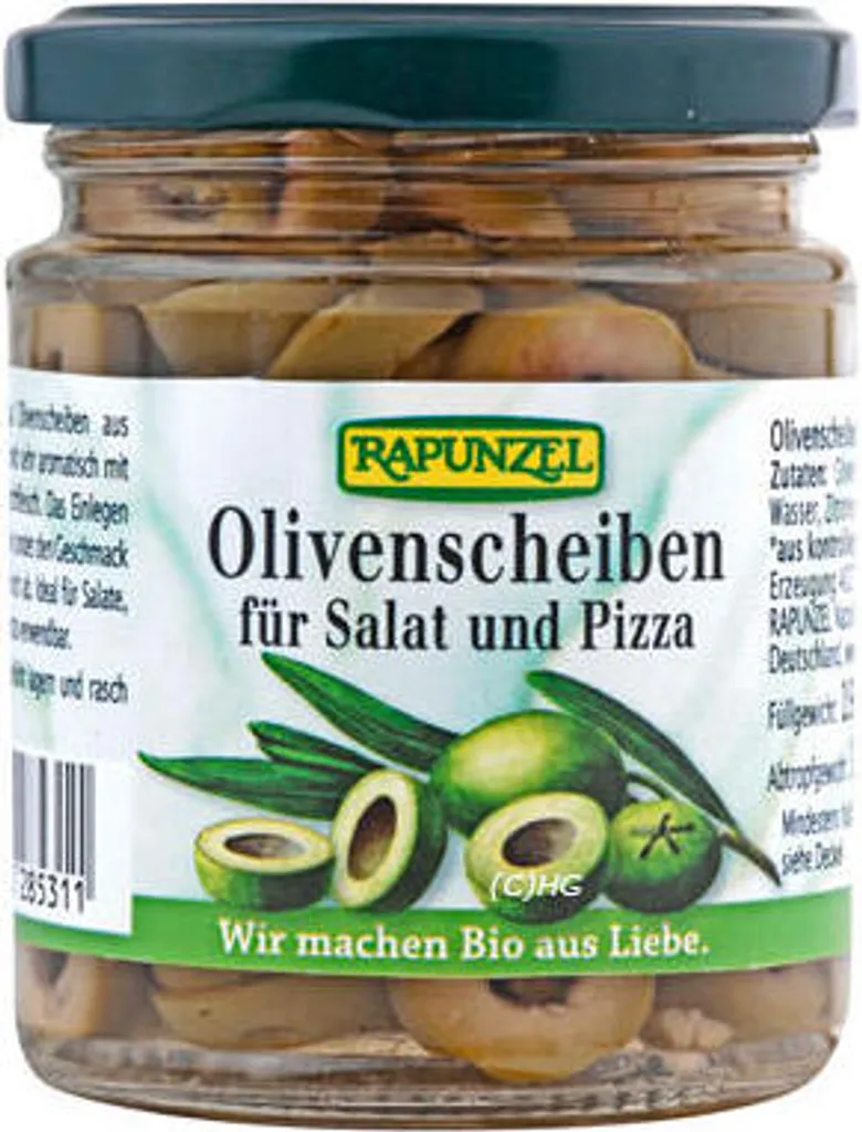 Rapunzel olive slices for salad and pizza 190g
