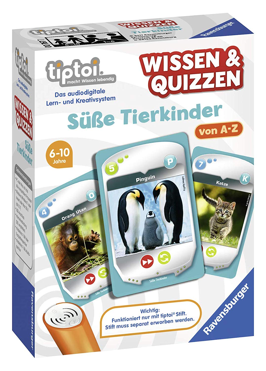 Ravensburger 00767 Tiptoi Knowledge & Quizzen – Cute Animals