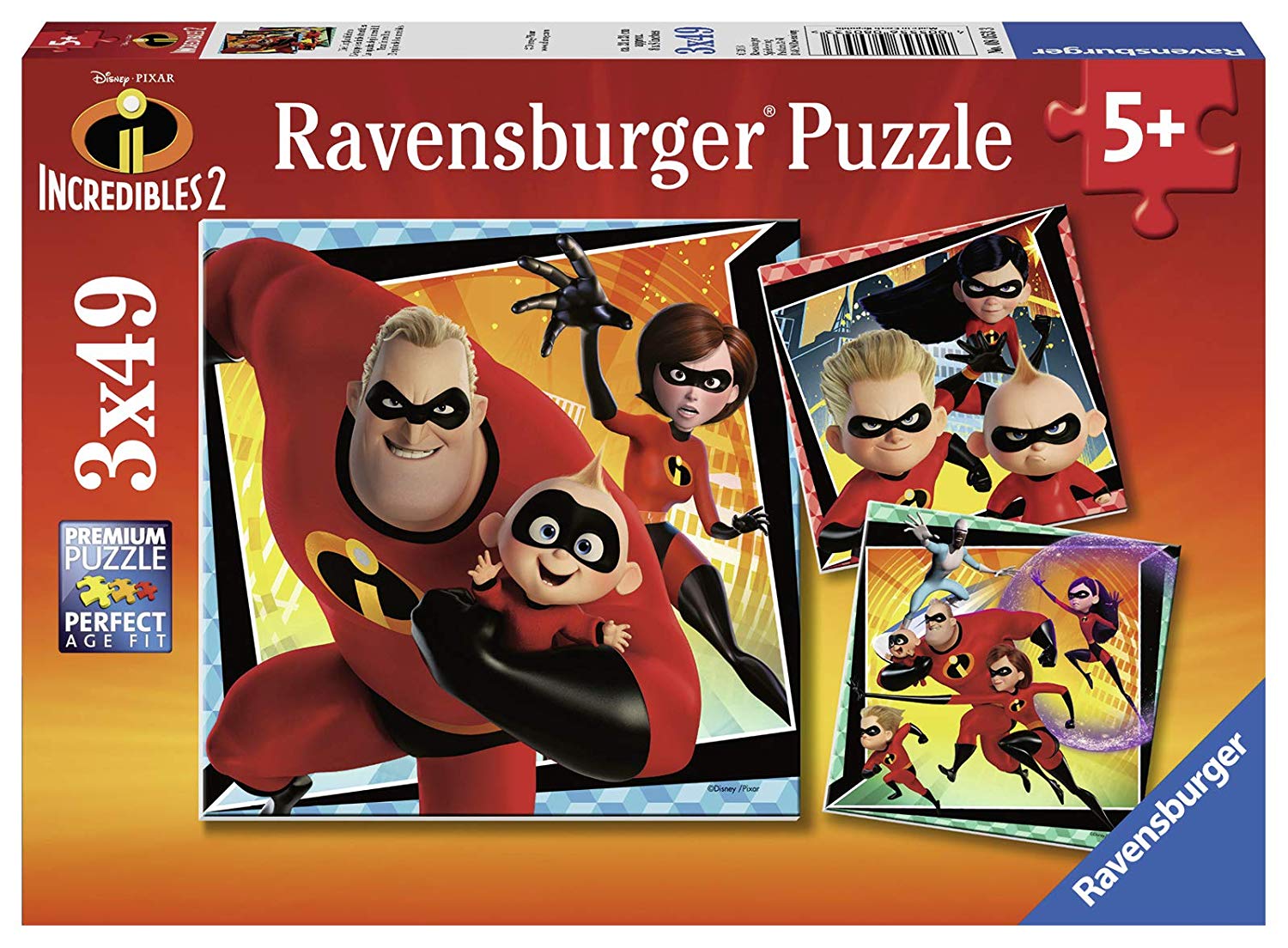 Ravensburger Disney Pixar The Incredibles 2 UK 8053, 3 x 49pc Jigsaw Puzzle