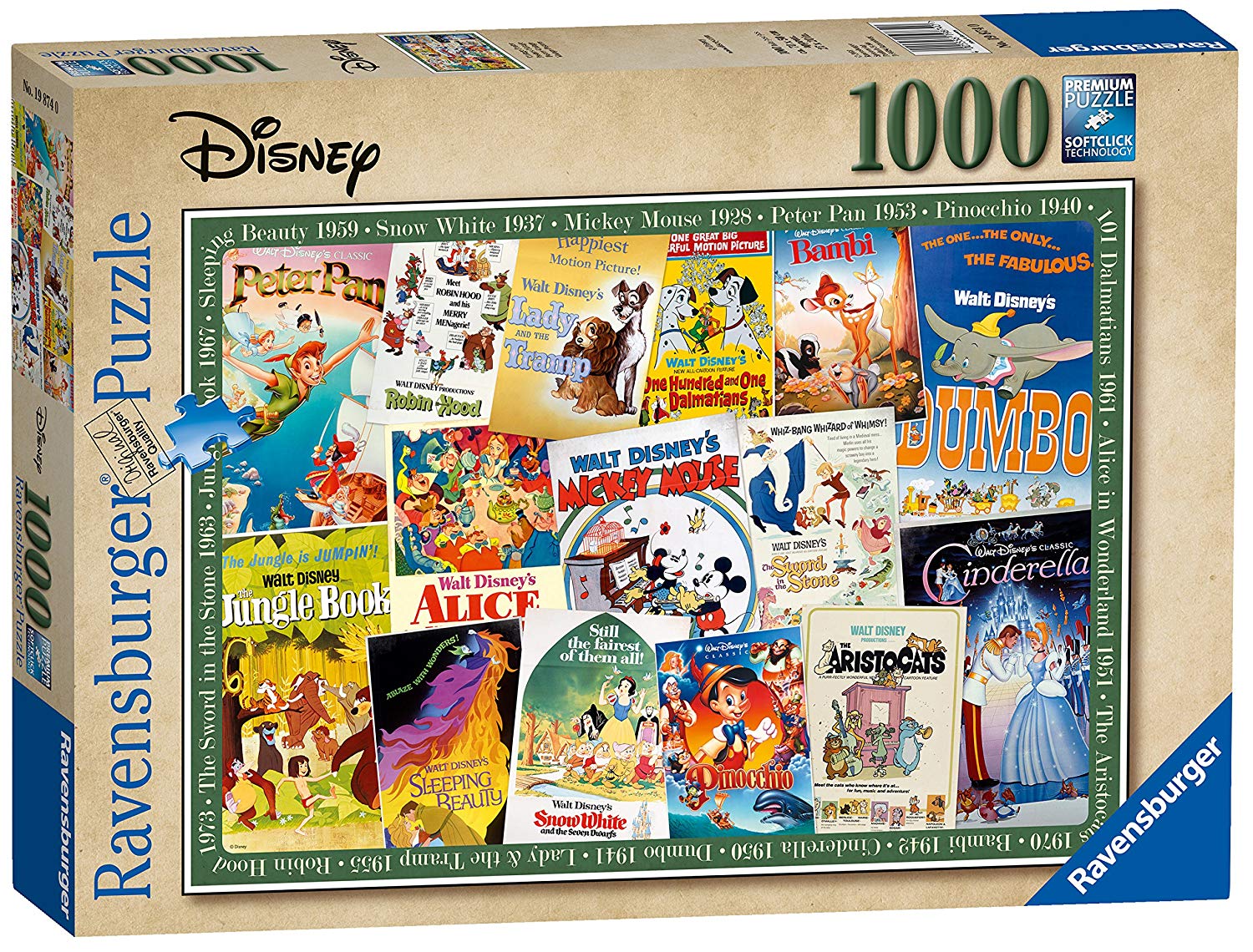 Ravensburger Disney Vintage Movie Posters 1000Pc Piece Jigsaw Puzzle Englis