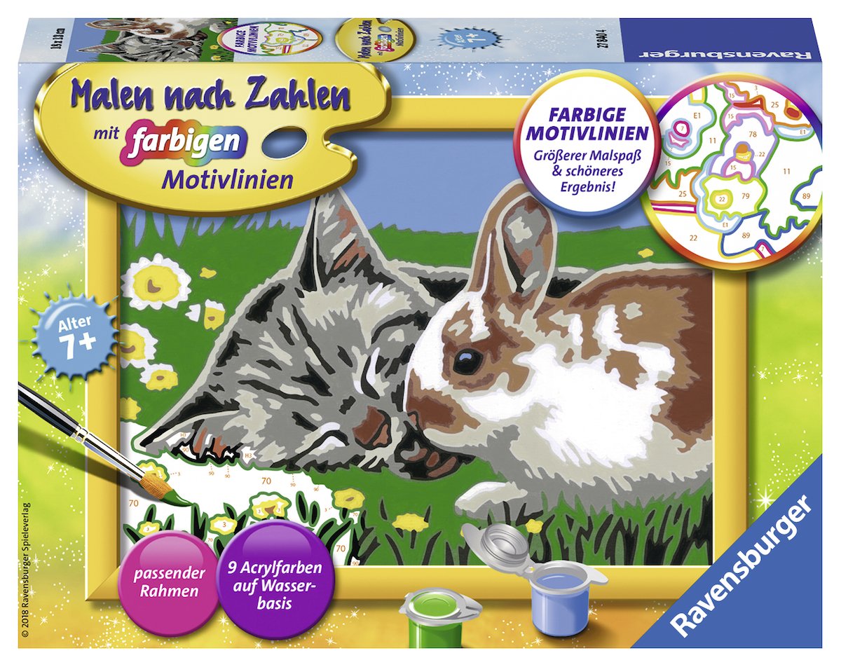 Ravensburger Painting By Numbers Kitten And Bunny Heart