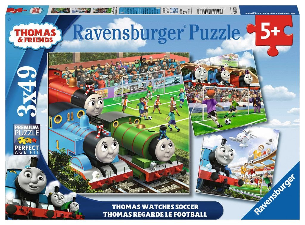 Ravensburger Thomas and Friends Clock Soccer Puzzle 3 x 49 Pieces, Italy – 