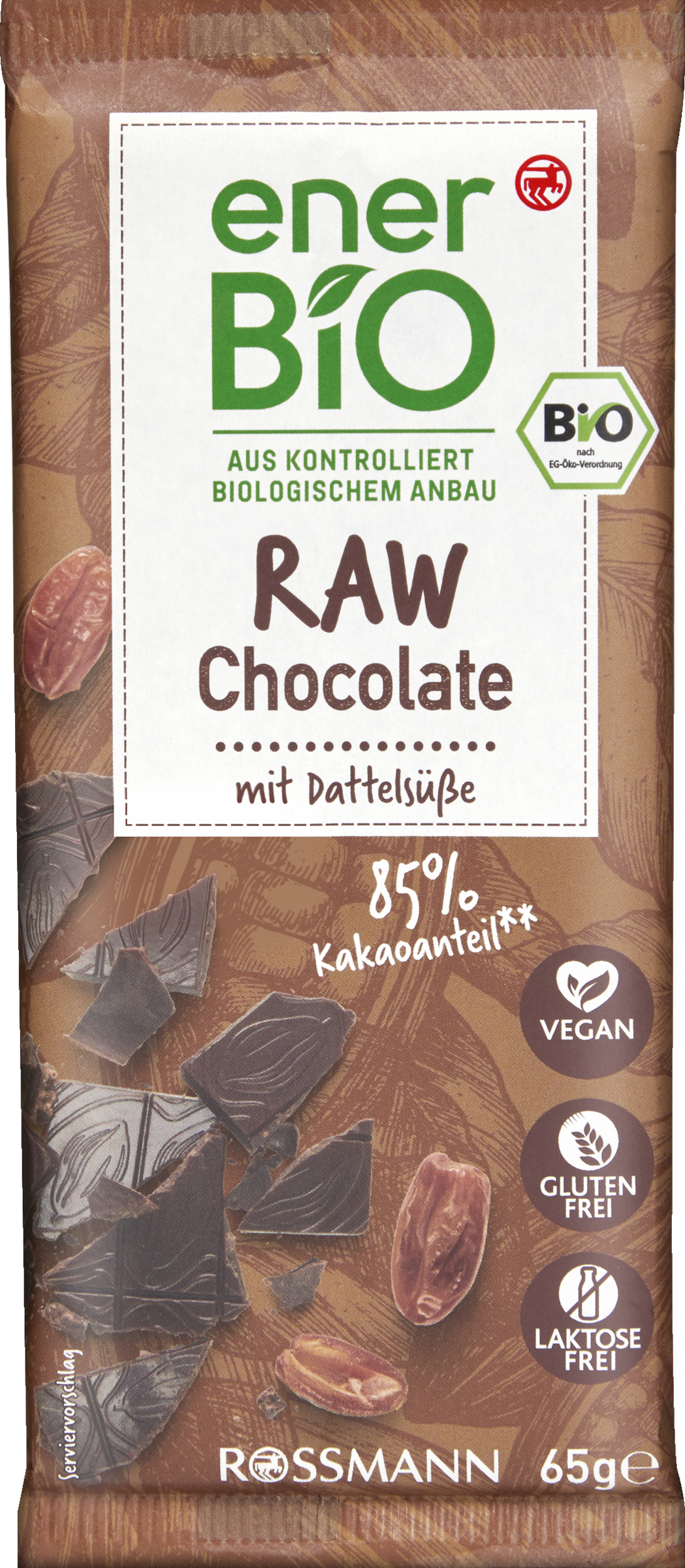 enerBiO RAW Chocolate with date sweetener 85% cocoa content