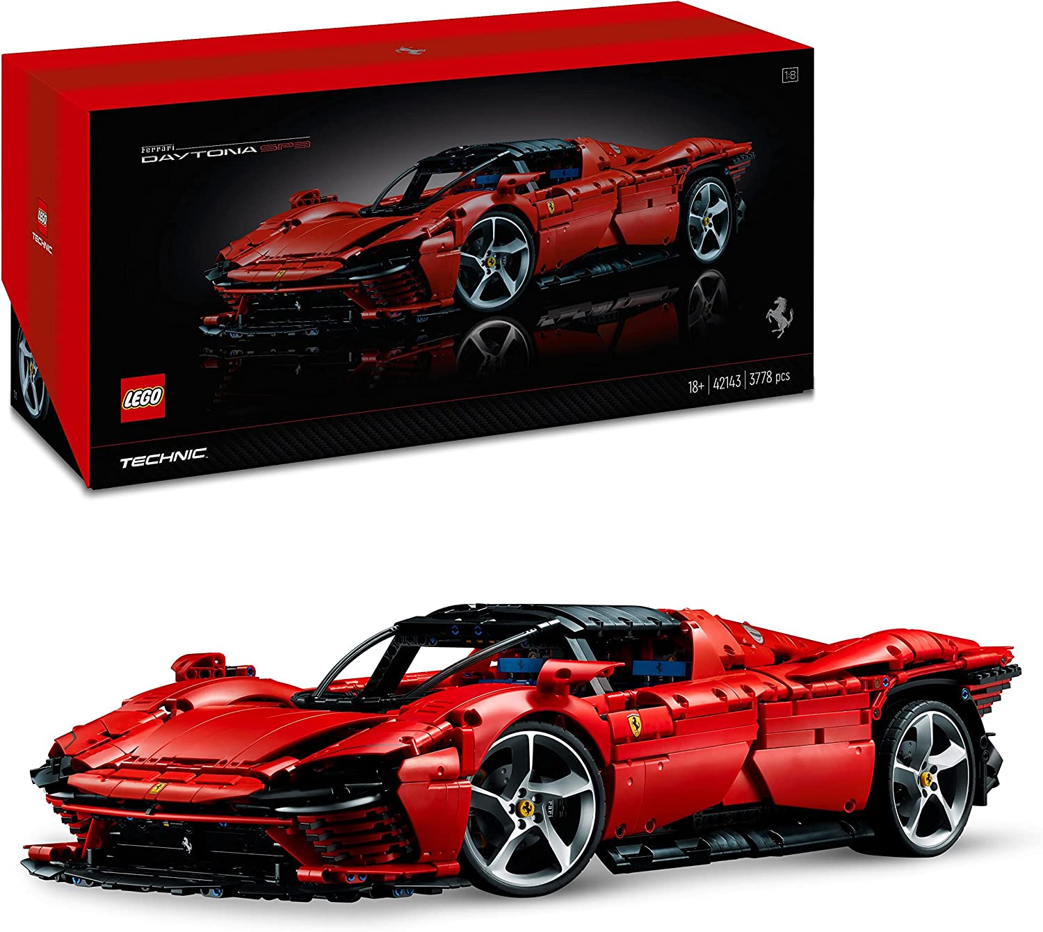 LEGO 42143 Technic Ferrari Daytona SP3 Model Car Kit 1:8 Scale Red Super Sports Car Extended Car Model Collectible Ultimate Car Concept