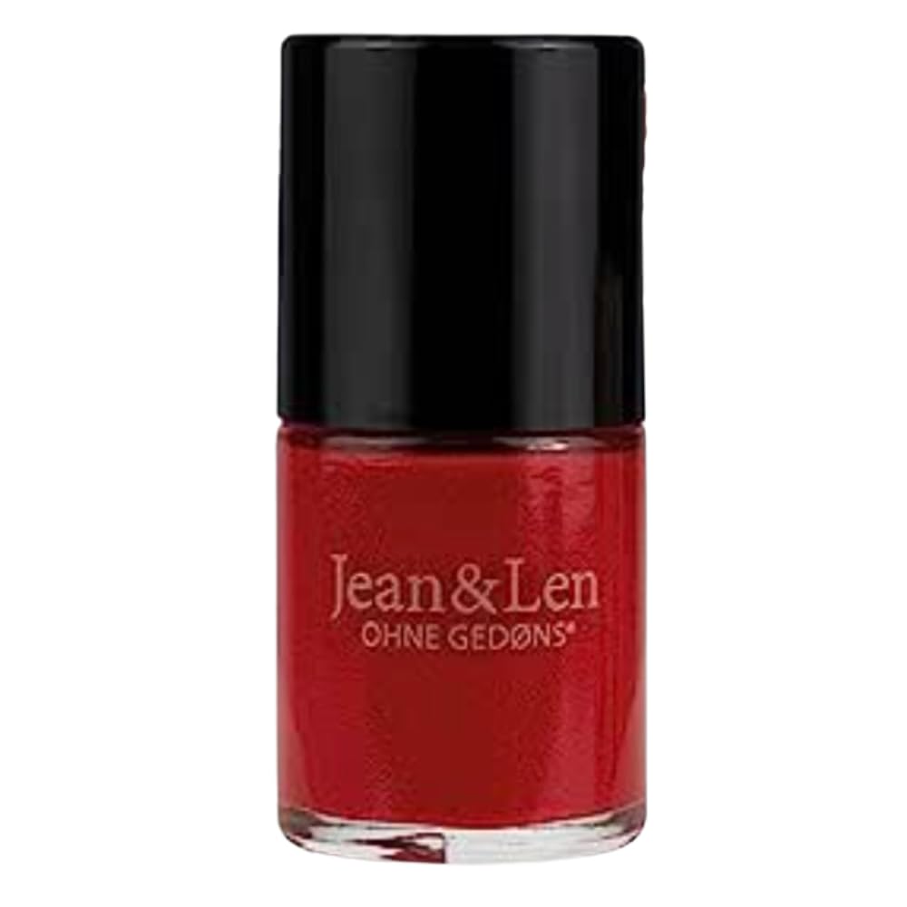 Jean & Len Plant-based Nail Polish Tropical Red (202), Quick-Drying Texture, Highly Pigmented Formula, Plant-Based & Vegan Nail Polish, with Wide Brush, Silicone-Free & Paraben-Free, 12 ml