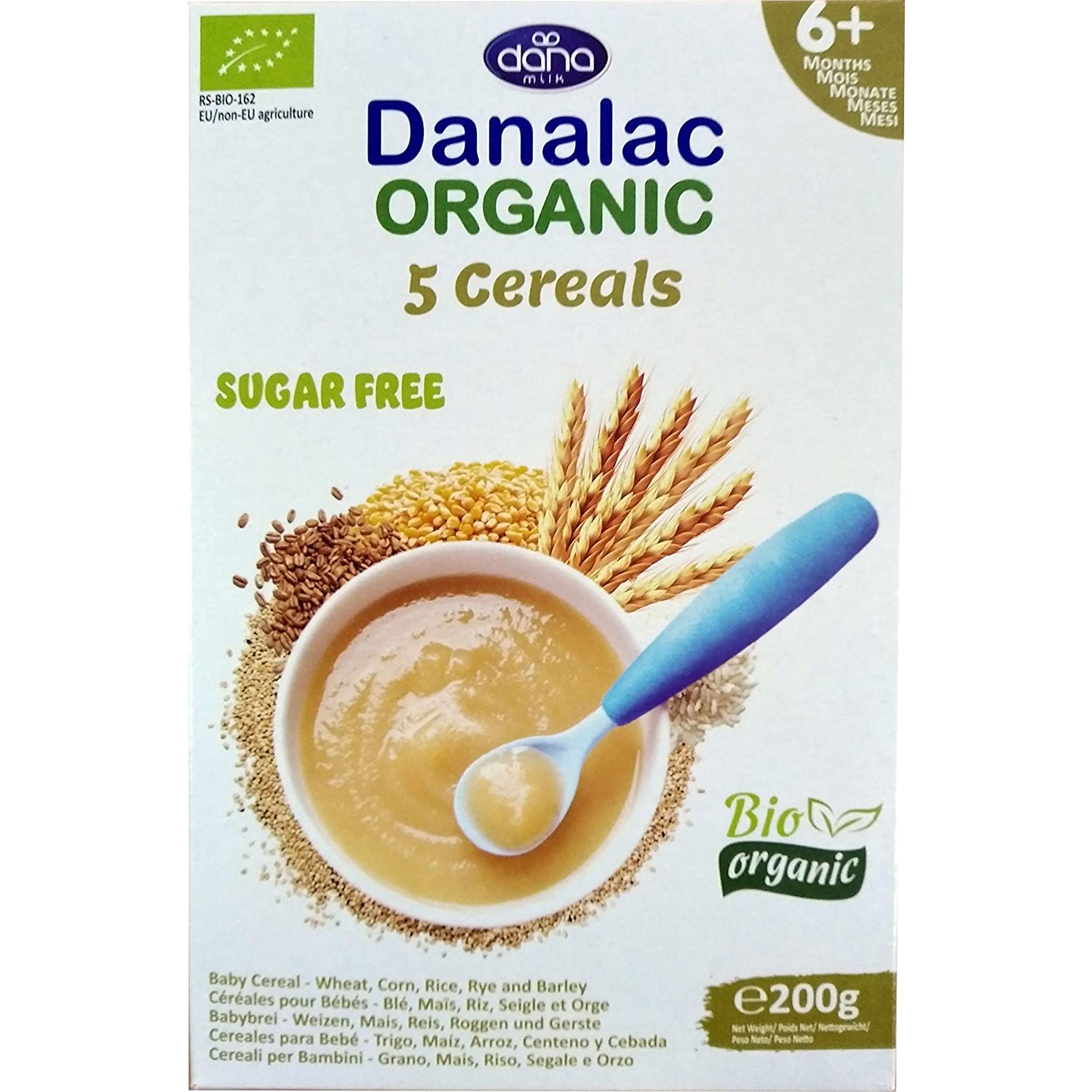 Danalac Bio Babybrei zuckerfrei 200g (Fünf Getreide) (Packung mit 3)